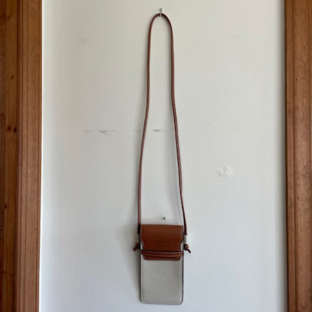 CELINE Phone Pouch with Flap Triomphe Canvas and Lambskin - Picture 7 of 16